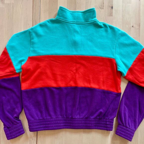 A.Lab Women's Colorblock Funnel Neck Collared Quarter Zip Sweatshirt size Small - Picture 3 of 4